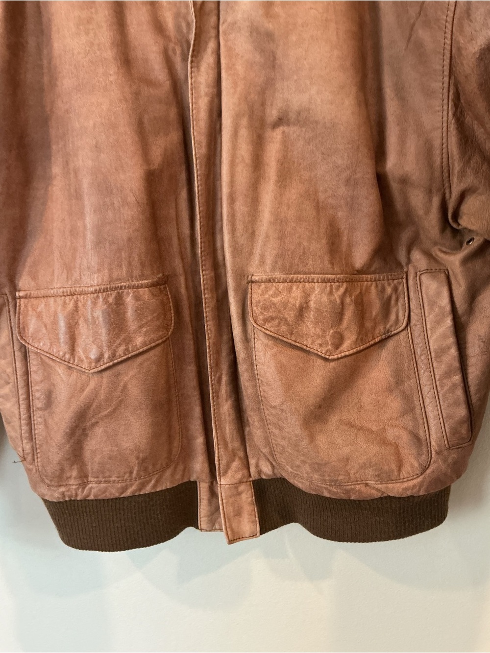 Vtg 90s Leather Bomber Flight Jacket Mens M Global Identity G-III Brown Lined - Picture 4 of 10